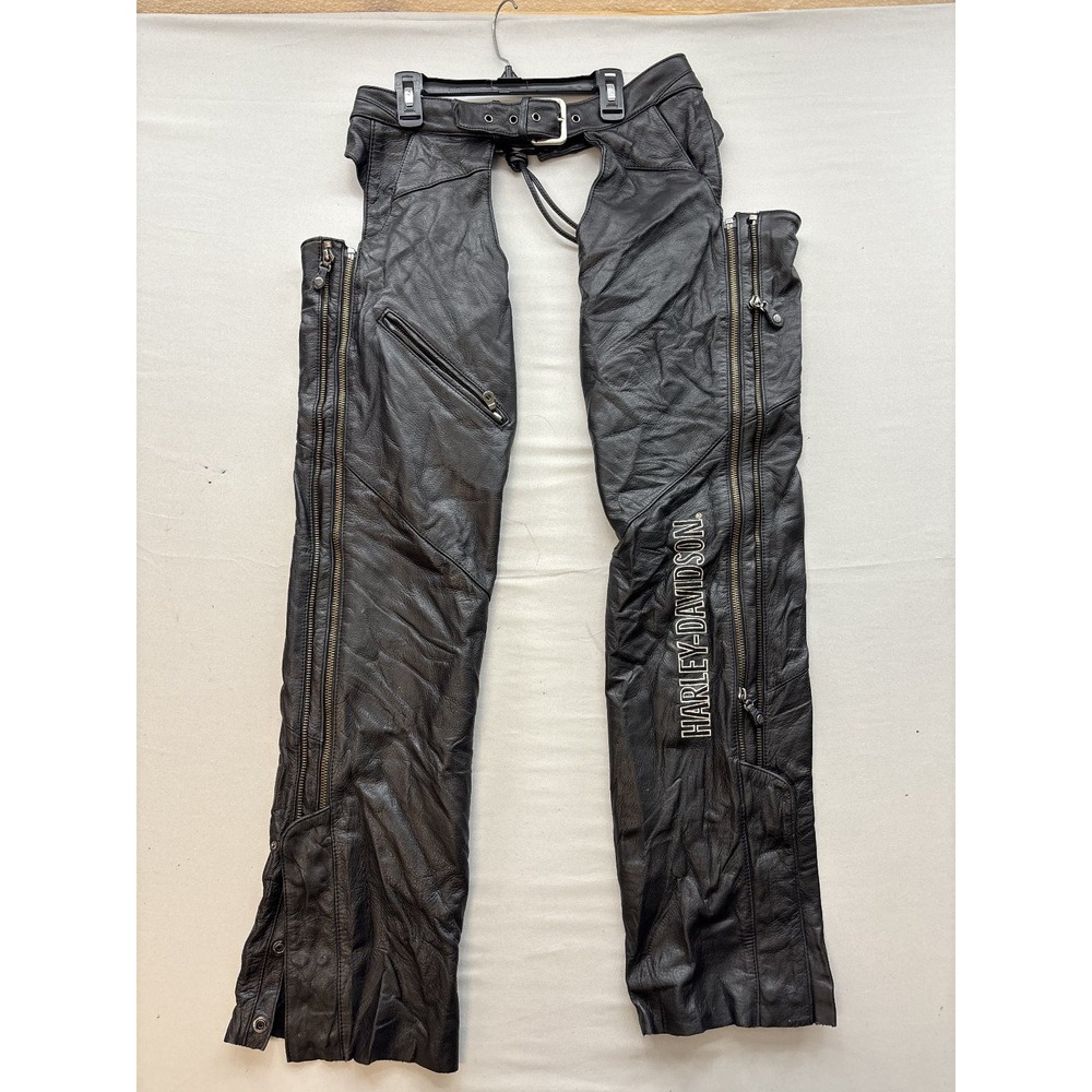 Harley-Davidson Mens Black Cowhide Leather Motorcycle Riding Chaps 98097-06V S
